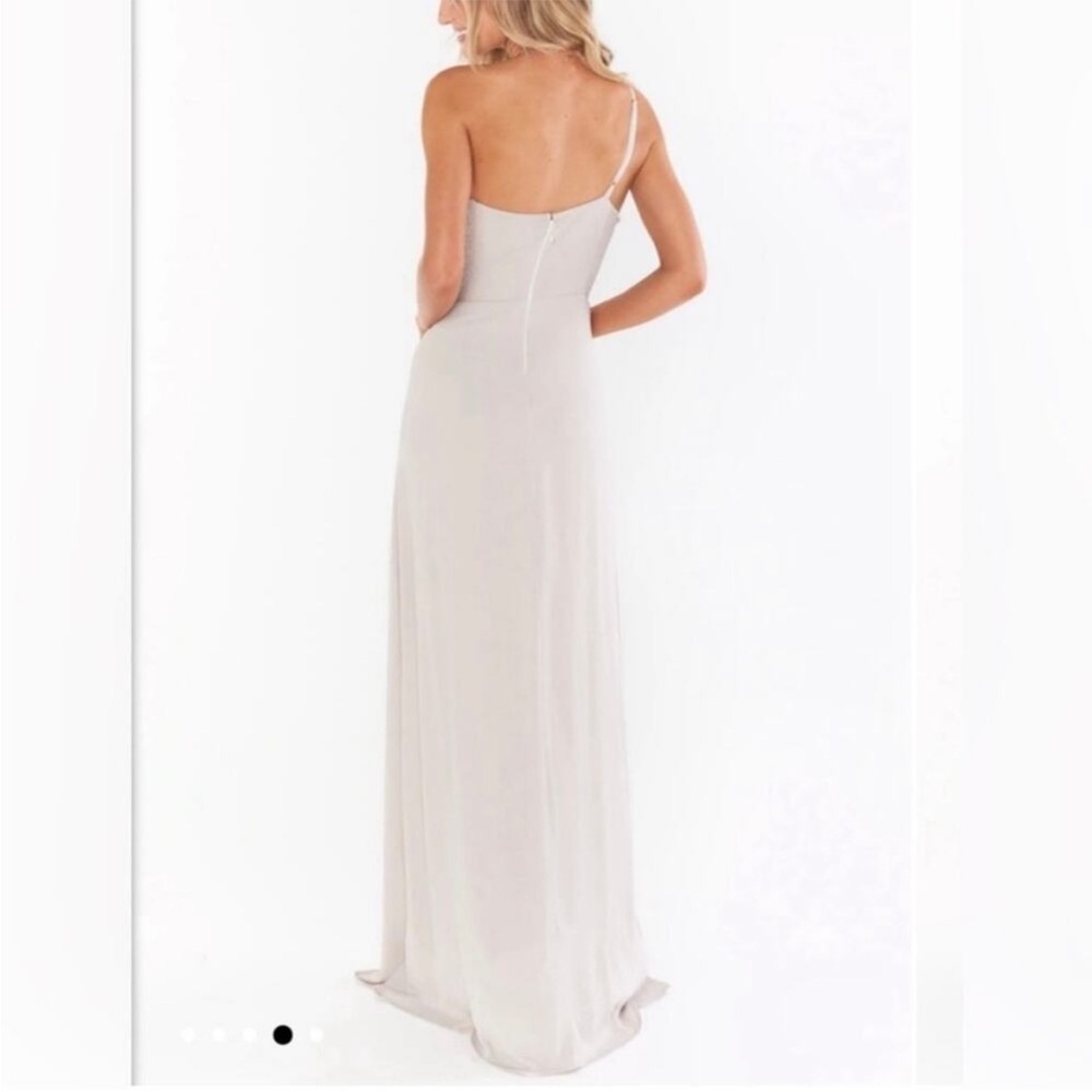 Show me your Mumu NWT sz L Shannon one shoulder dress “show me your ring crisp” - Picture 2 of 4